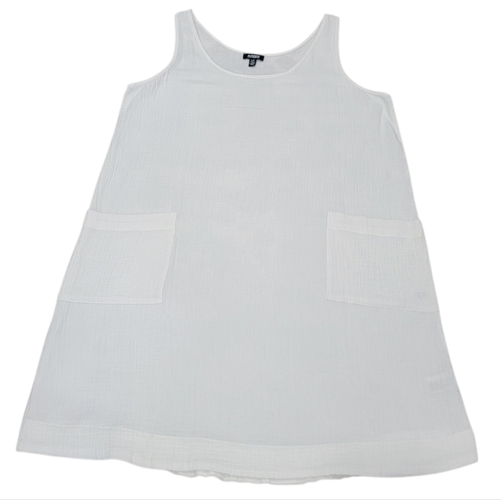 Aimee Kestenberg White Gauzy Waffle-knit Loungewear Cover-up Dress Women’s L - Picture 4 of 16